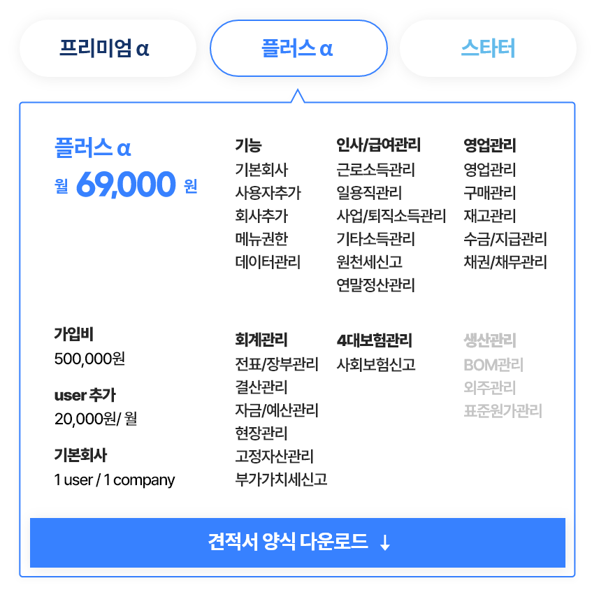 플러스 α 견적서 양식 이미지